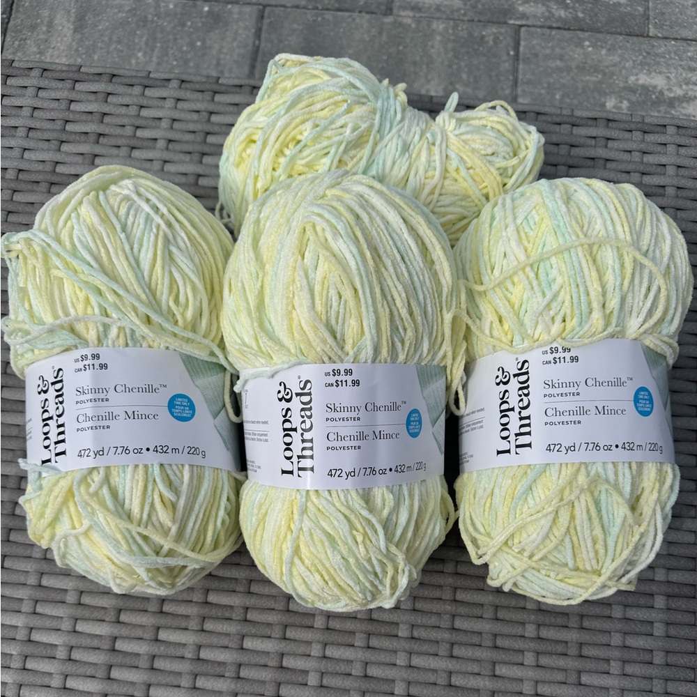 Loops & Threads Skinny Chenille Yarn in Yellow and White